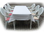 Rechteckiger Tisch 1,82 x 0,76 m mit Tischdecke und PVC Sthlen